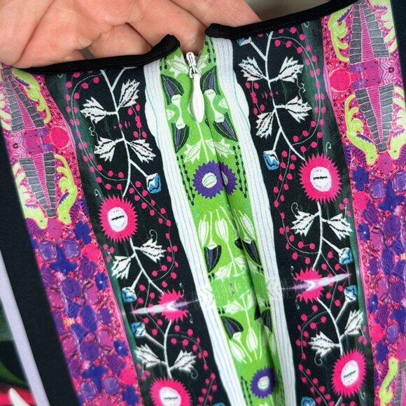 Clover Canyon Bohemian Neoprene Sheath Dress Size XS Floral Stretch USA Made - Picture 6 of 12